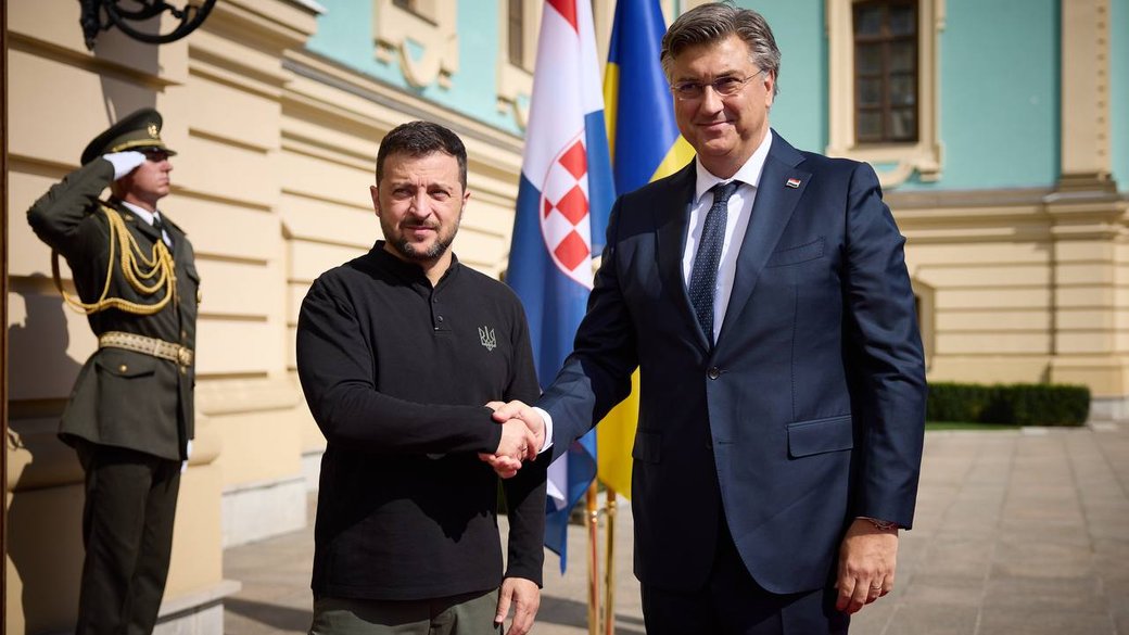 Прем’єр-міністр Хорватії Андрей Пленкович та президент України Володимир Зеленський Фото: Володимир Зеленський/Telegram
