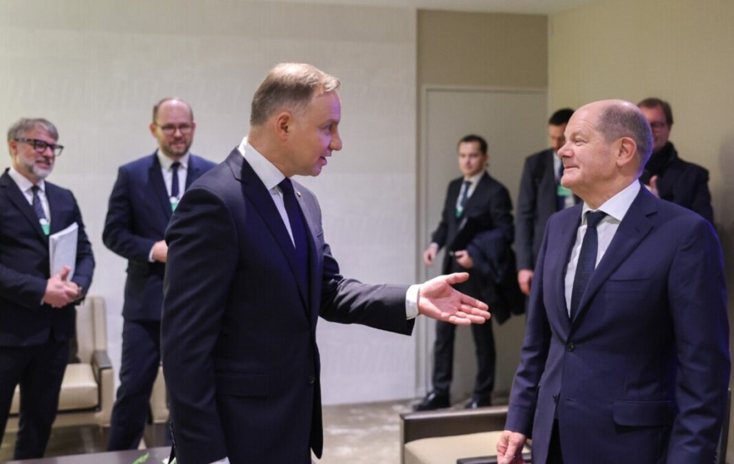 Канцлер Німеччини Олаф Шольц та президент Польщі Анджей Дуда. Фото: KPRP