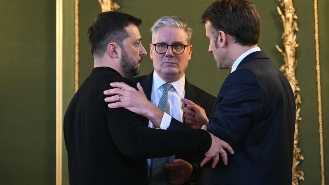 Зеленський, Стармер та Макрон. Фото: Skynews