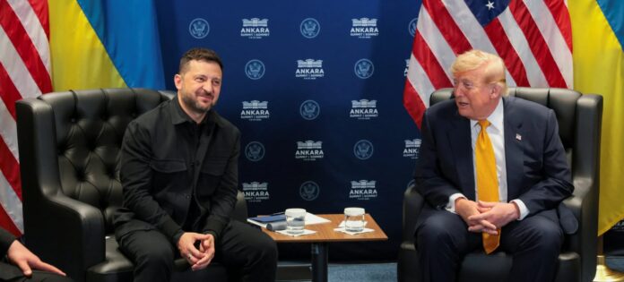 Зеленський та Трамп Президенти Зеленський та Трамп на саміті НАТО в Анкарі